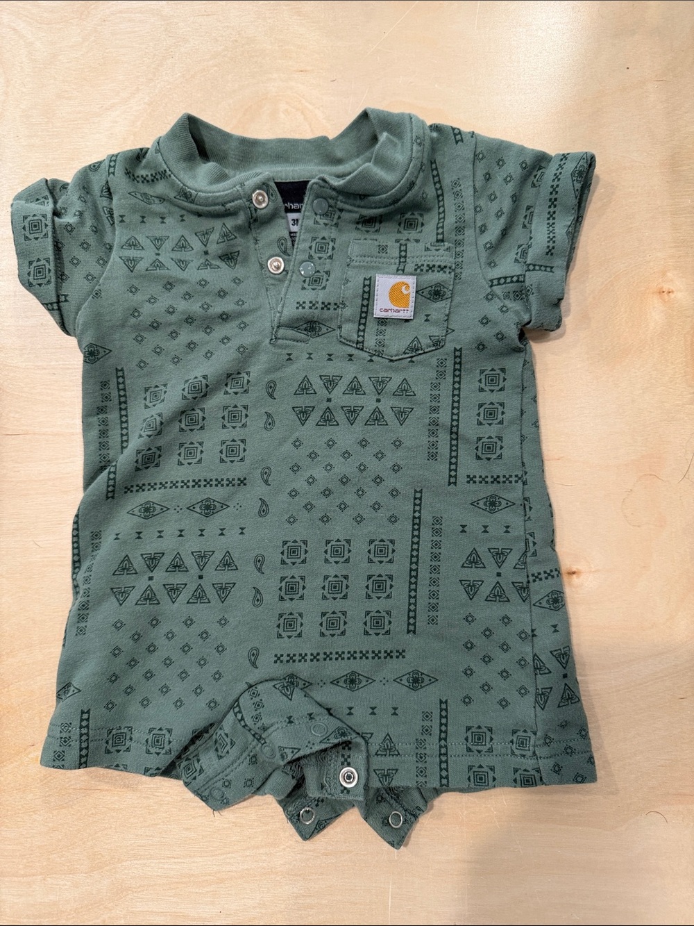 Carhartt Olive Graphic Pocket Baby Romper
